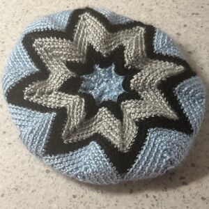 Stylish handmade Blue and Gray Beret